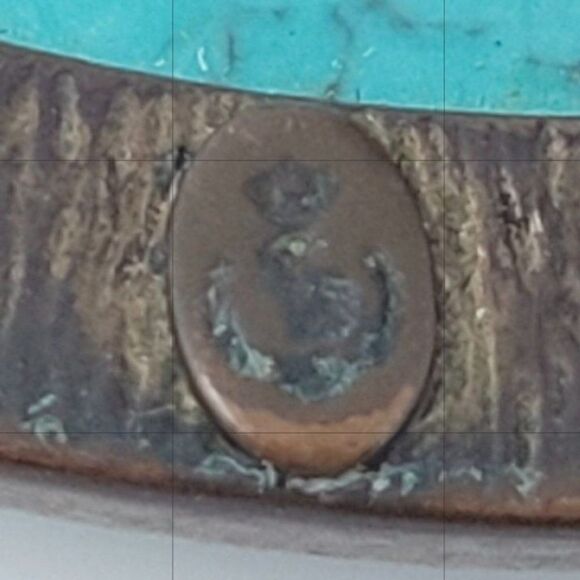 Vintage Brass Tone Cabochon Enhancer Imitation Turquoise Pendant Southwestern - Picture 3 of 8